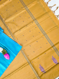 Blue with Brown Chinnalampattu Saree with Blouse