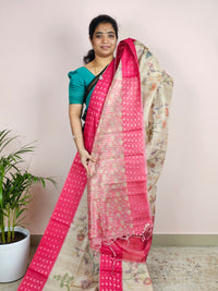 Unique Semi Tussar with Zari Weaving - Pink