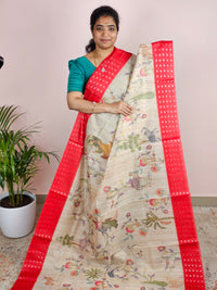 Unique Semi Tussar with Zari Weaving - Red