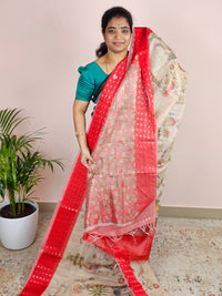 Unique Semi Tussar with Zari Weaving - Red