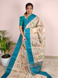 Unique Semi Tussar with Zari Weaving - Sea Green