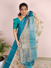 Unique Semi Tussar with Zari Weaving - Sea Green