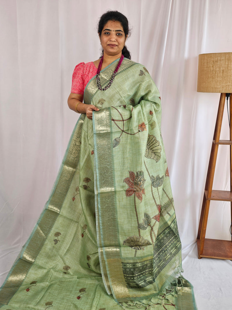 Soft Semi Tussar Kota Weaving  - Green
