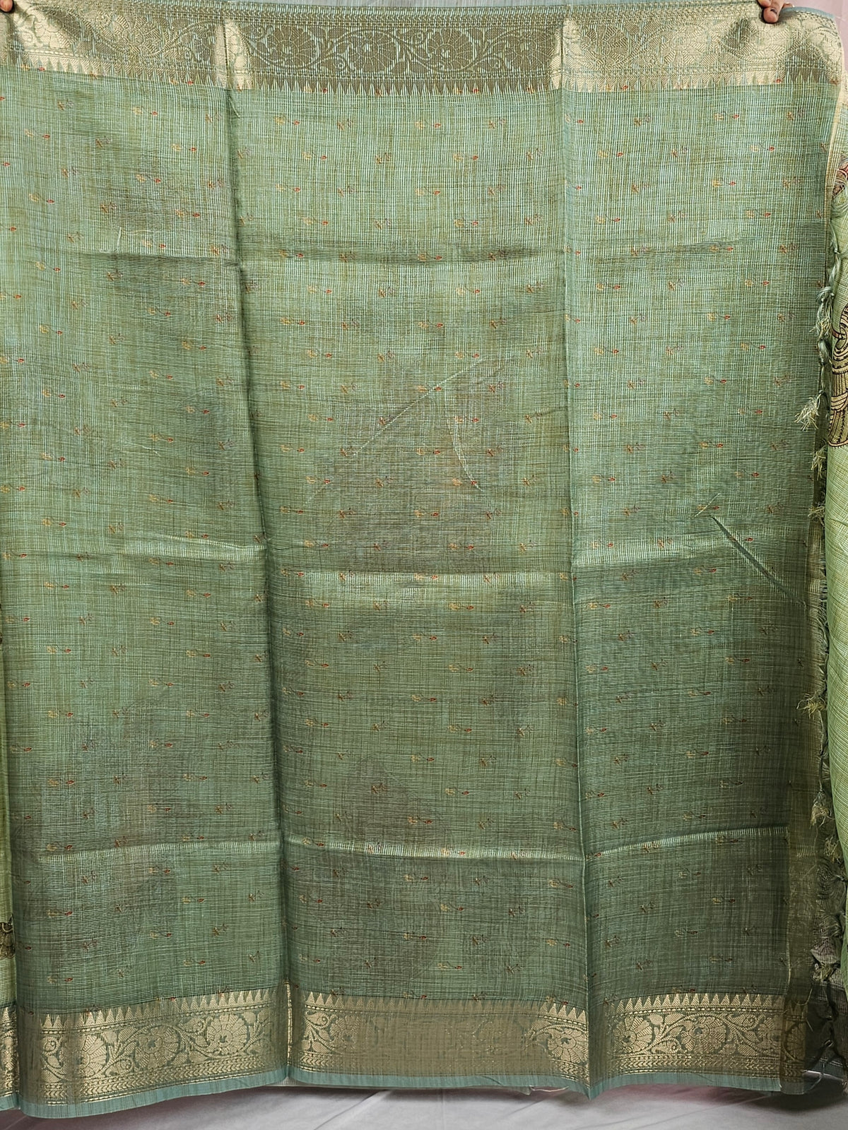 Soft Semi Tussar Kota Weaving  - Green