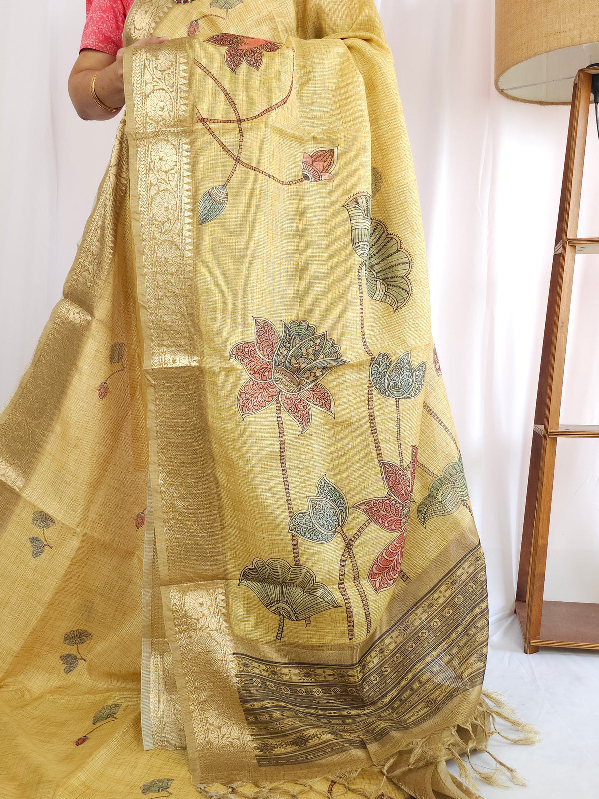 Soft Semi Tussar Kota Weaving  - Mustard Yellow