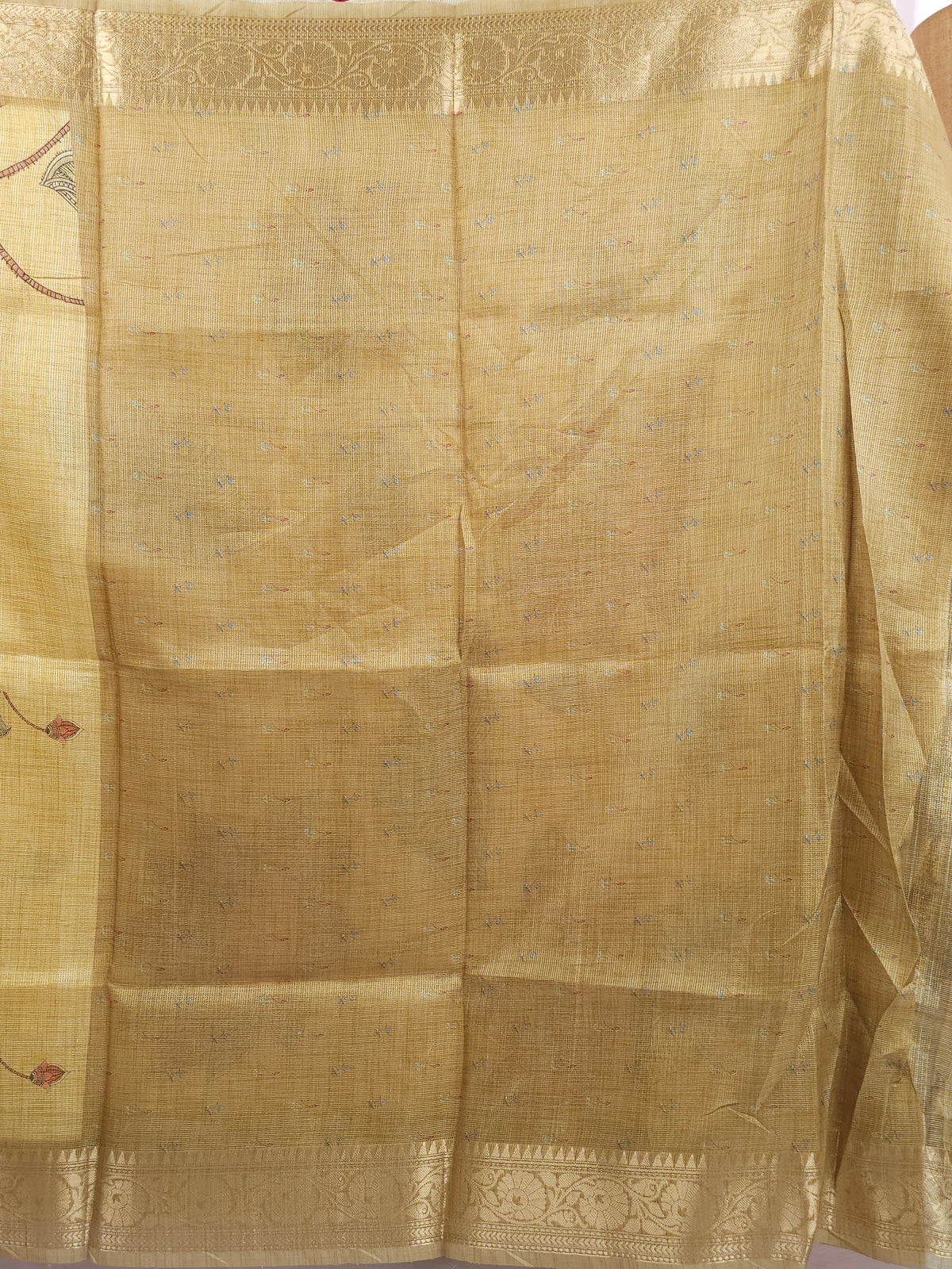 Soft Semi Tussar Kota Weaving  - Mustard Yellow