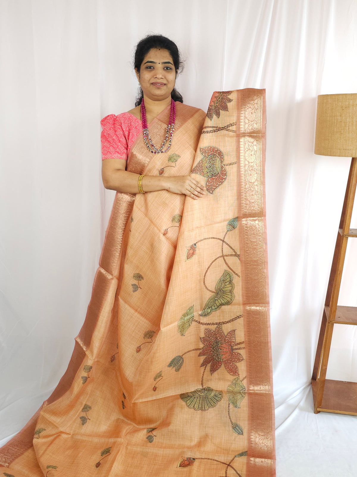 Soft Semi Tussar Kota Weaving  - Orange