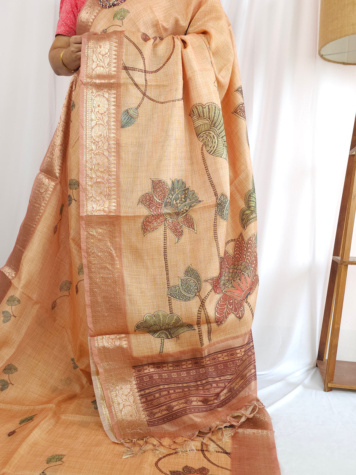 Soft Semi Tussar Kota Weaving  - Orange