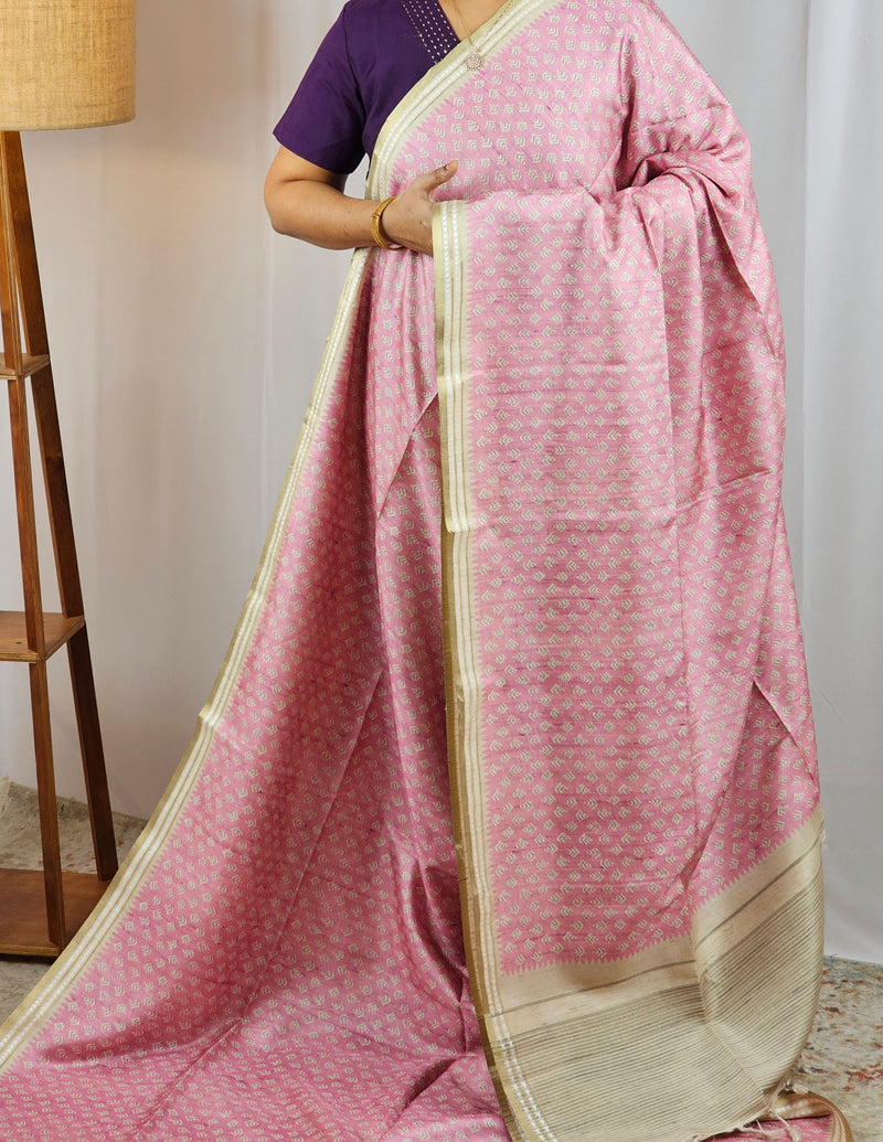 Premium Tussar Sarees - Pink