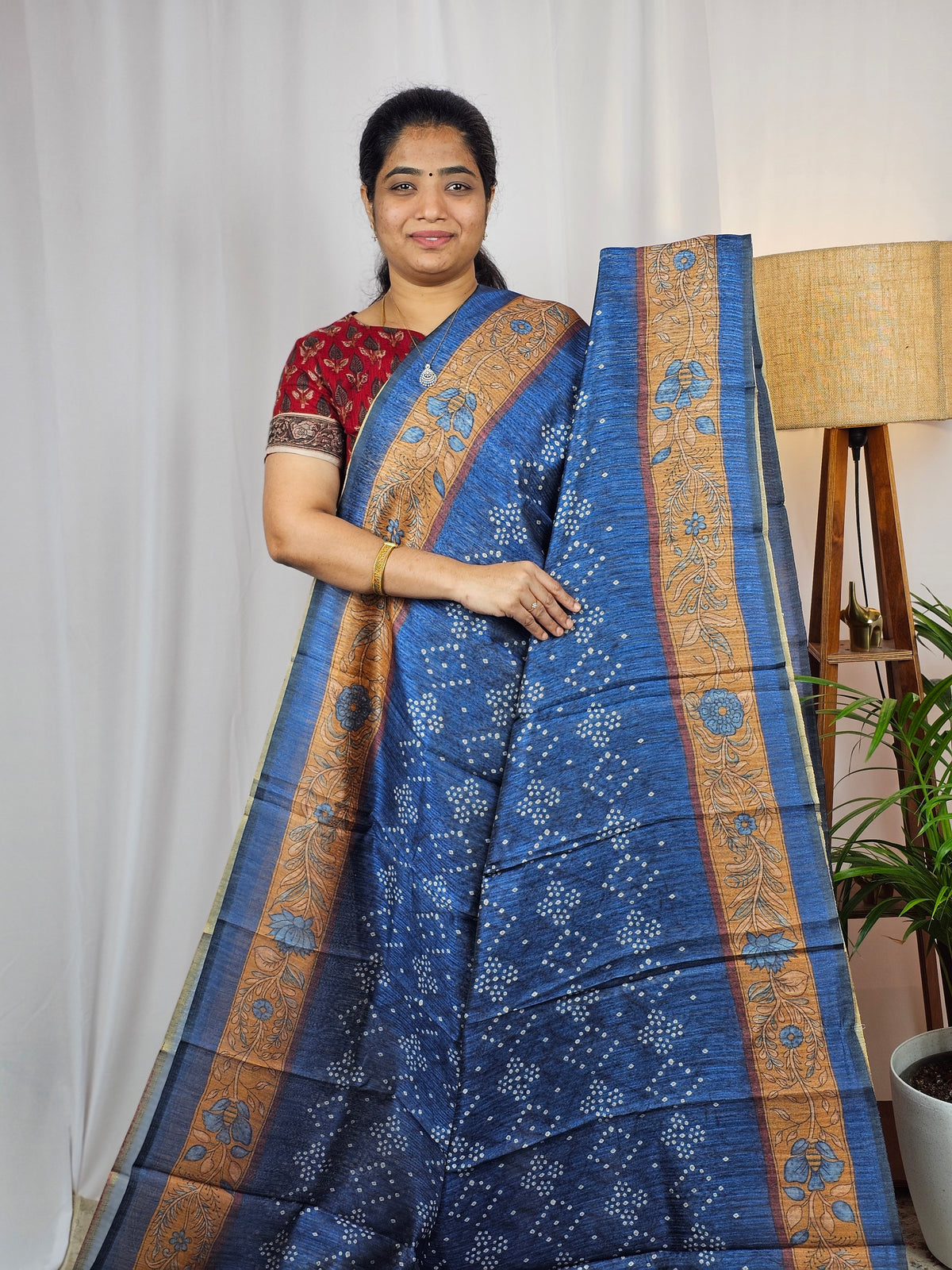 Soft Semi Tussar with Digital Prints -  Blue