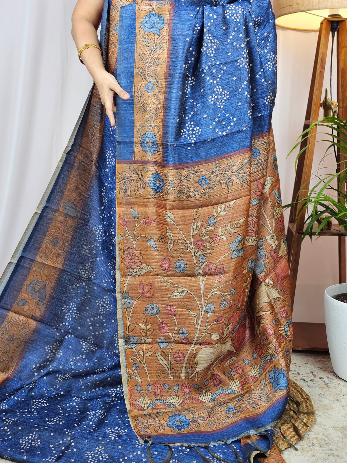 Soft Semi Tussar with Digital Prints -  Blue