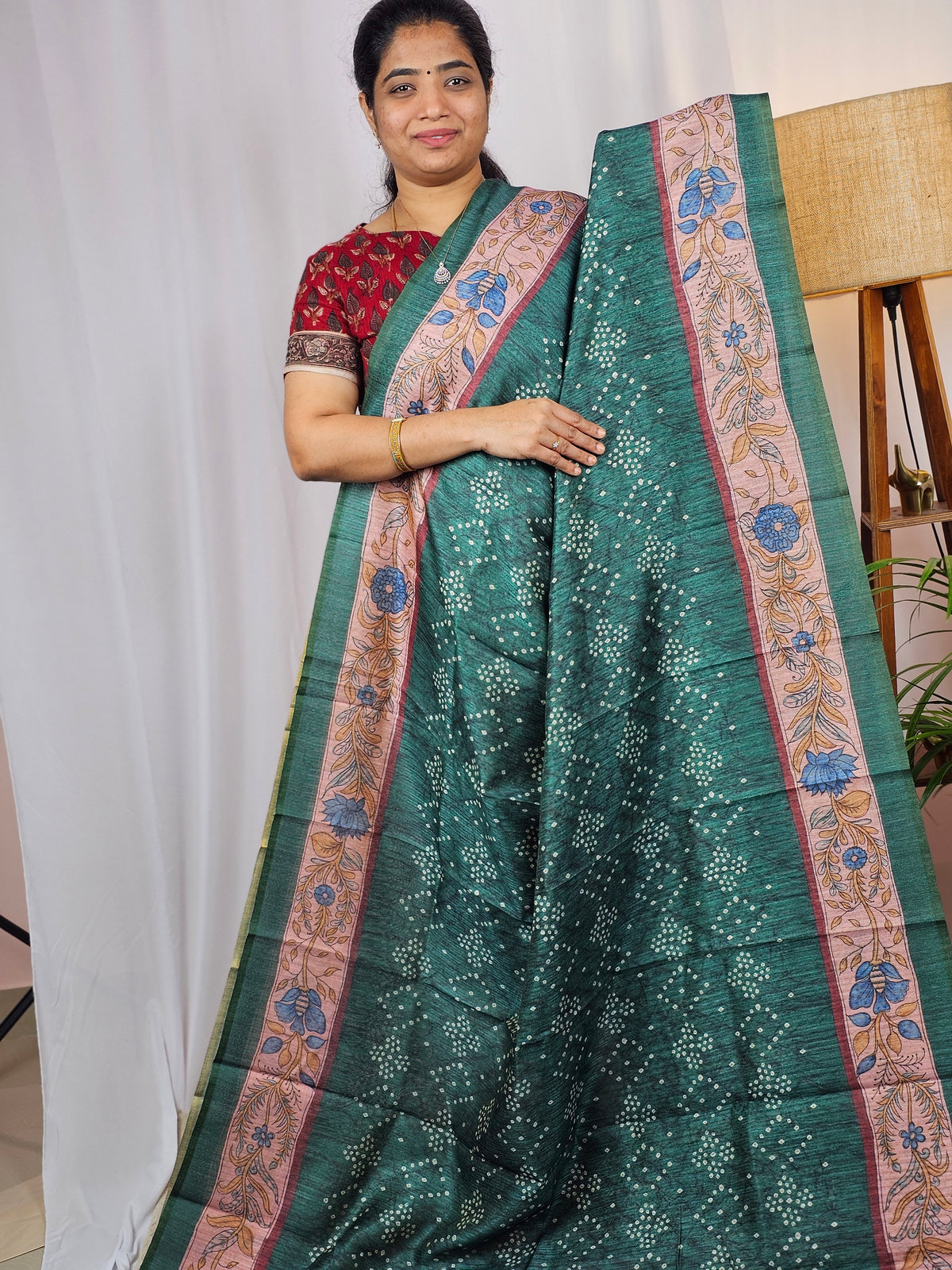 Soft Semi Tussar with Digital Prints - Green