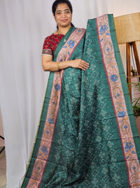 Soft Semi Tussar with Digital Prints - Green