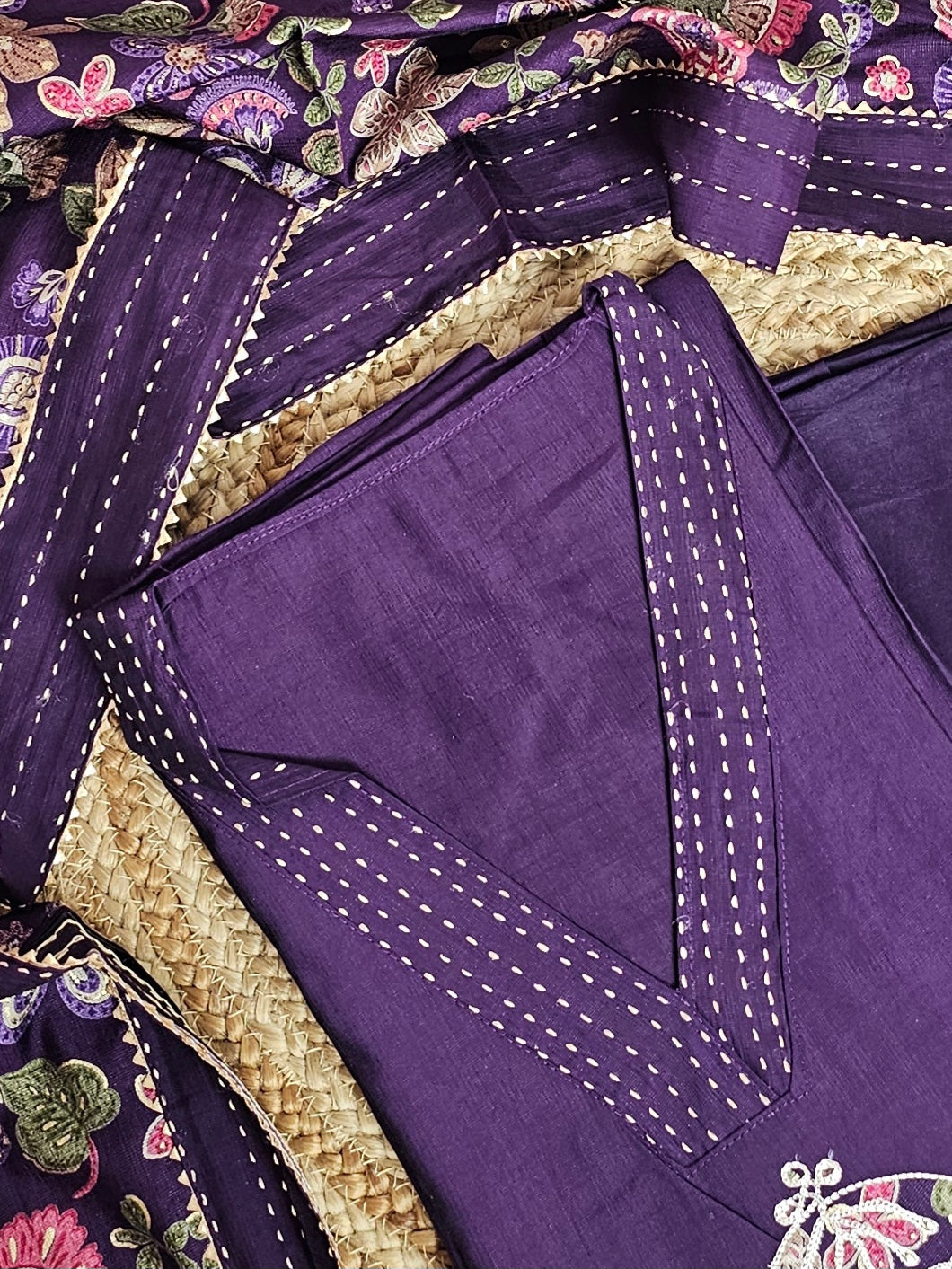 Soft Silk Unstitched Salwar - Purple