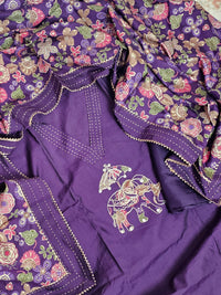 Soft Silk Unstitched Salwar - Purple