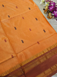 Mango Yellow with Brown Chinnalampattu Saree with Blouse