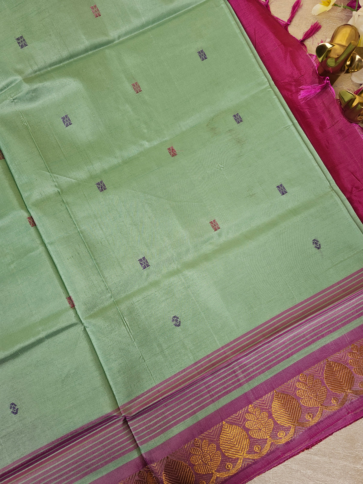 Green with Pink Chinnalampattu Saree with Blouse