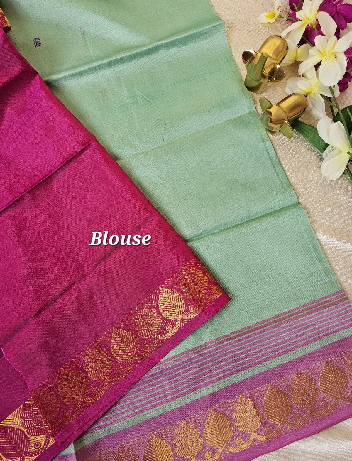 Green with Pink Chinnalampattu Saree with Blouse