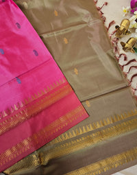 Pink with Dual Shade Beige Chinnalampattu Saree with Blouse