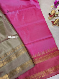 Pink with Dual Shade Beige Chinnalampattu Saree with Blouse