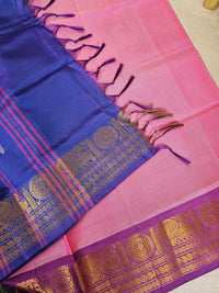 Pink with Blue Brown Chinnalampattu Saree with Blouse