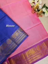 Pink with Blue Brown Chinnalampattu Saree with Blouse