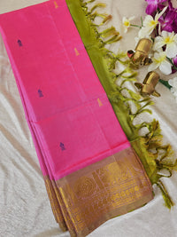 Pink with Green Chinnalampattu Saree with Blouse
