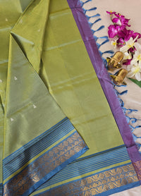 Green with Purple Chinnalampattu Saree with Blouse