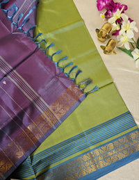 Green with Purple Chinnalampattu Saree with Blouse