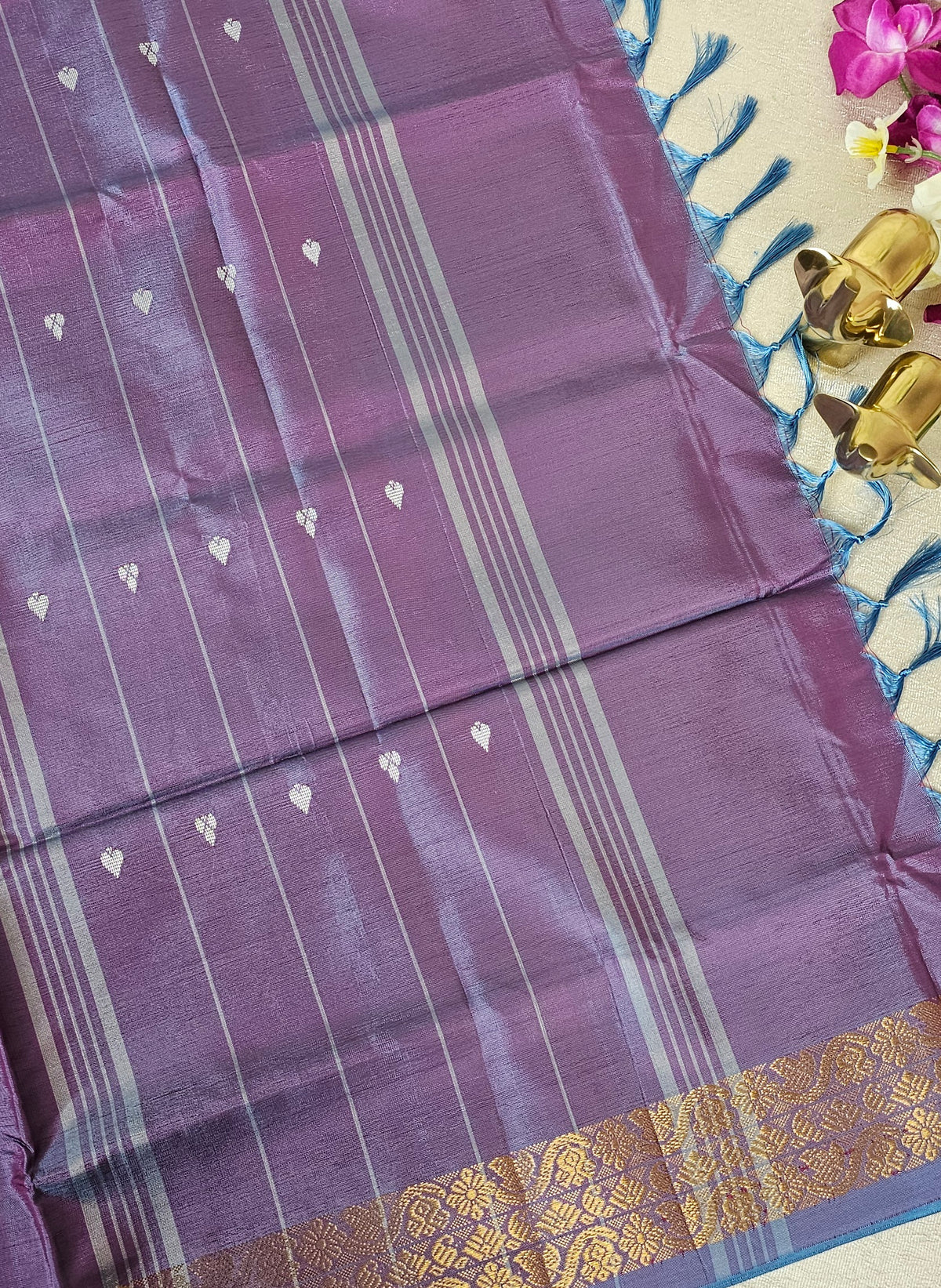 Green with Purple Chinnalampattu Saree with Blouse