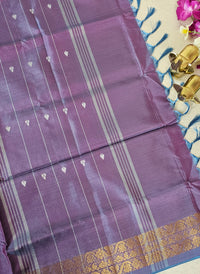 Green with Purple Chinnalampattu Saree with Blouse