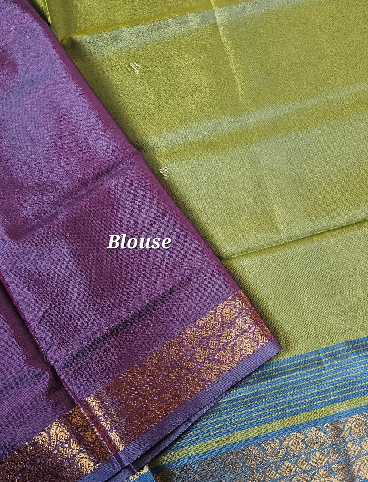 Green with Purple Chinnalampattu Saree with Blouse