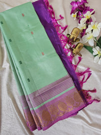 Sea Green Purple Chinnalampattu Saree with Blouse