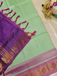 Sea Green Purple Chinnalampattu Saree with Blouse