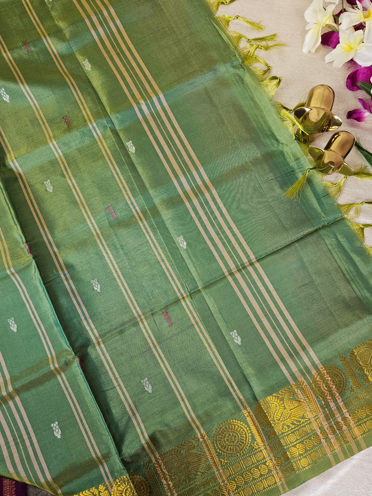 Pink with Green Chinnalampattu Saree with Blouse