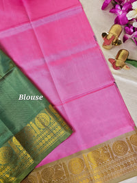 Pink with Green Chinnalampattu Saree with Blouse