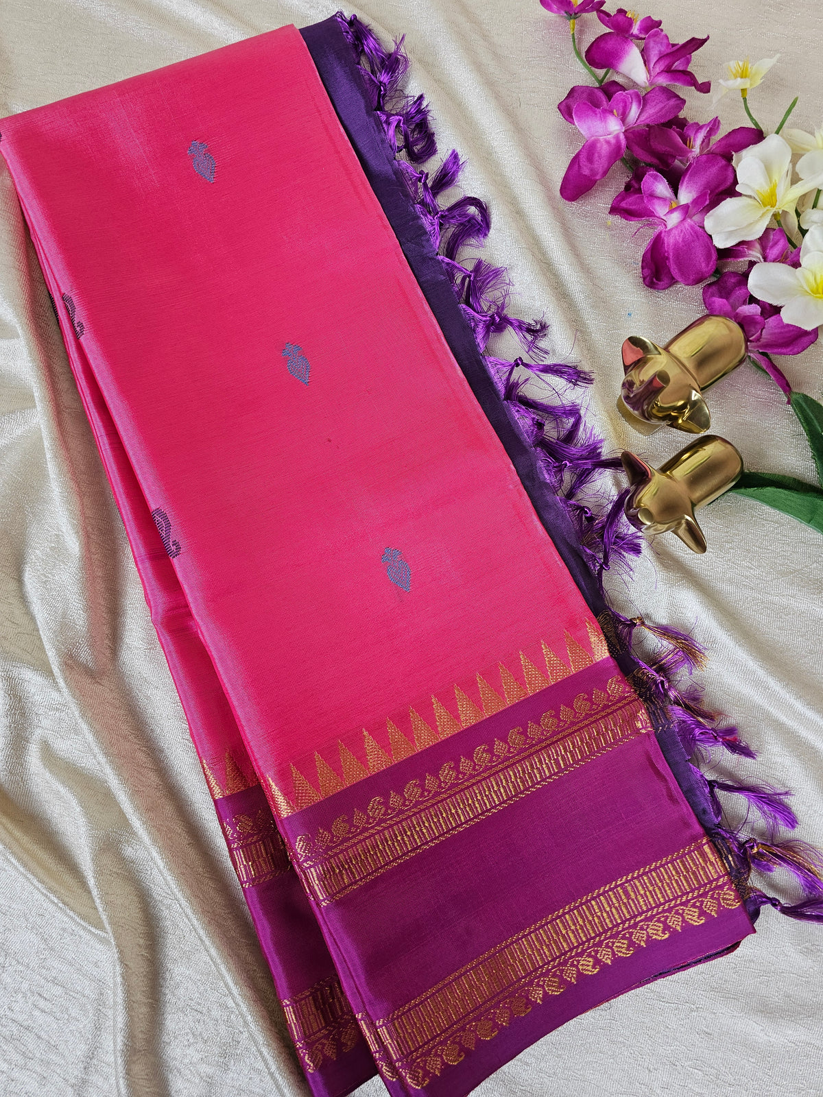 Pink with Purple Chinnalampattu Saree with Blouse
