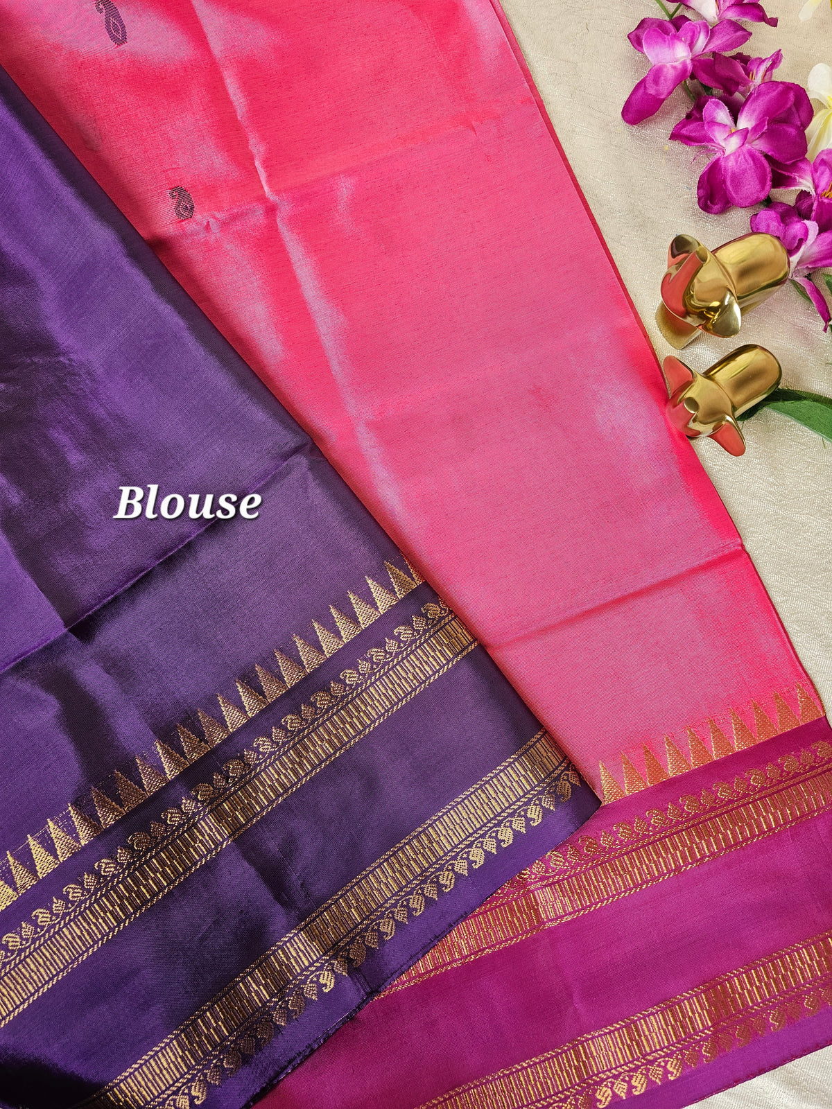 Pink with Purple Chinnalampattu Saree with Blouse