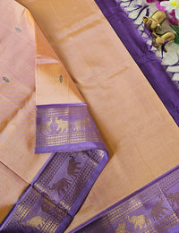 Sandel with Purple Chinnalampattu Saree with Blouse