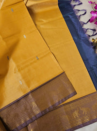 Musterd Yellow with Grey Chinnalampattu Saree with Blouse