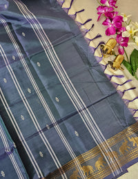 Musterd Yellow with Grey Chinnalampattu Saree with Blouse