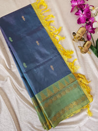 Peacock Blue with Yellow Chinnalampattu Saree with Blouse
