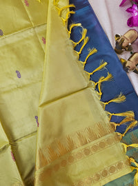 Peacock Blue with Yellow Chinnalampattu Saree with Blouse