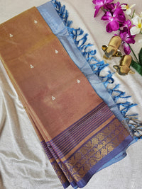 Brown with Grey Purple Chinnalampattu Saree with Blouse