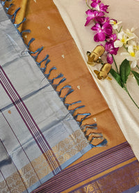 Brown with Grey Purple Chinnalampattu Saree with Blouse