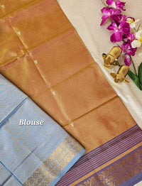 Brown with Grey Purple Chinnalampattu Saree with Blouse