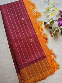 Chinnalampattu Saree- Dark Red with Orange