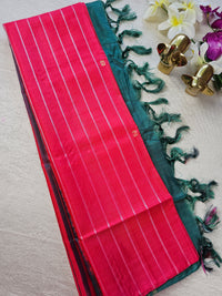Chinnalampattu Saree - Dark Pink with Green