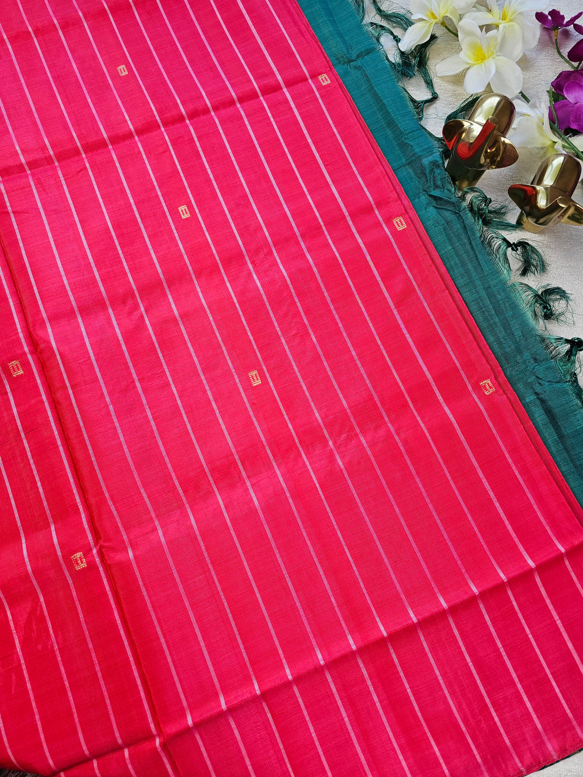 Chinnalampattu Saree - Dark Pink with Green