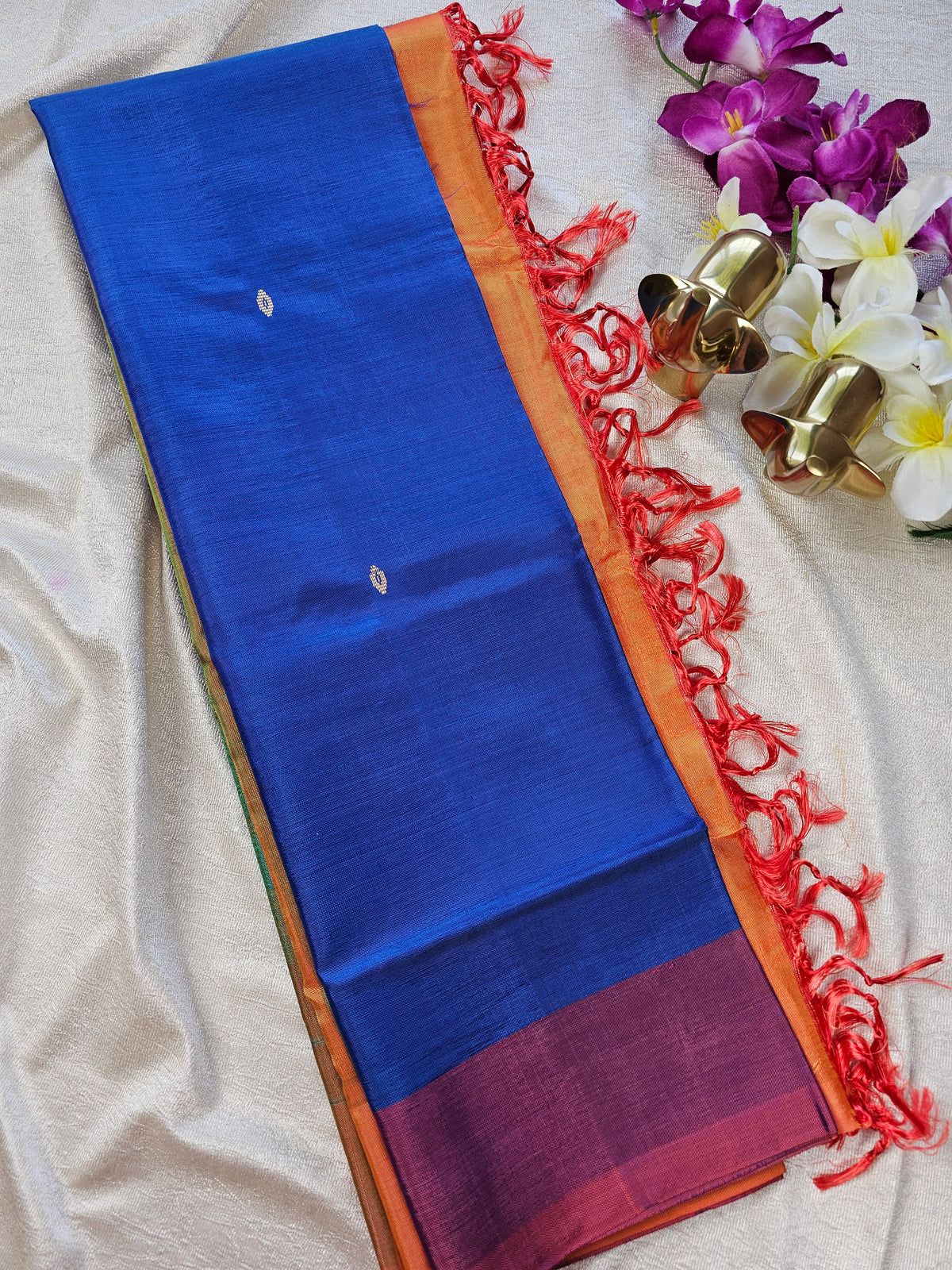 Chinnalampattu Saree - Blue with Orange